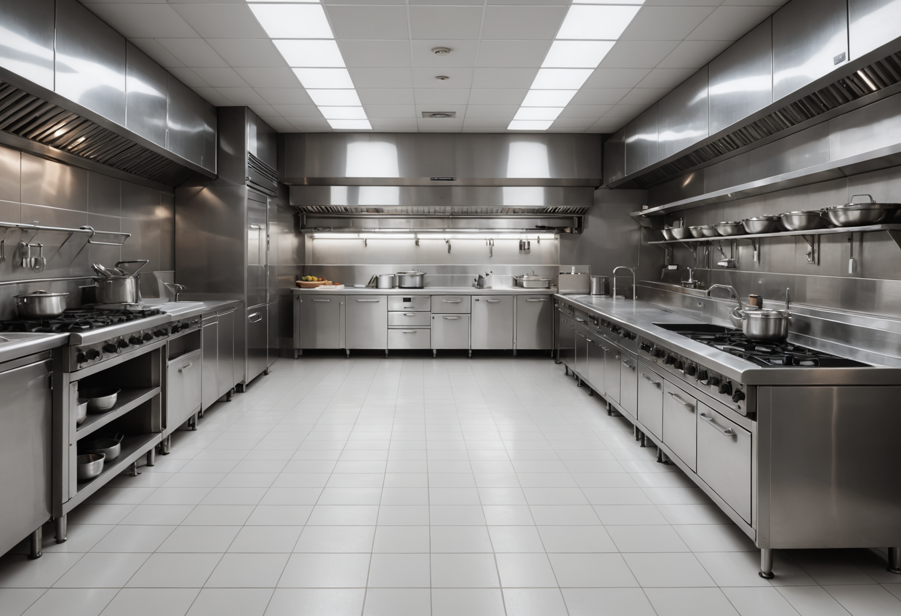 Spotless commercial kitchen after professional cleaning service