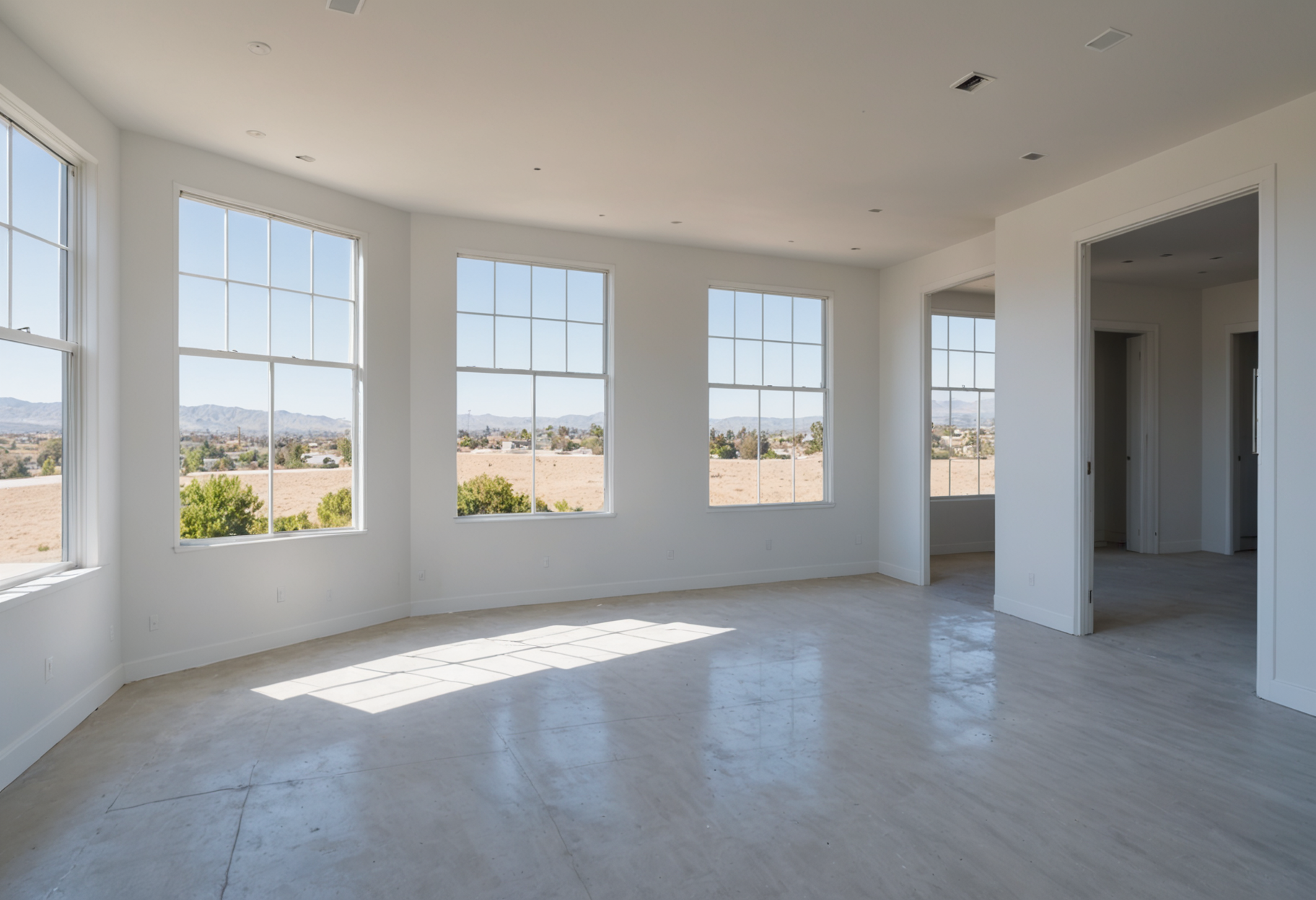 Freshly cleaned empty room in a newly constructed Southern California home